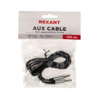 Кабель аудио AUX 3.5мм шнур плоский 1м черн. Rexant 18-4000