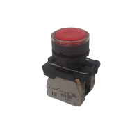 Кнопка КМЕ4610мЛ-24В-красный-1но+0нз-цилиндр-индикатор-IP65 КЭАЗ 285874