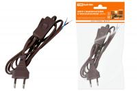Шнур с выключателем и плоской вилкой ШУ01В ШВВП 2х0.75мм2 2м. коричневый &amp;quot;ЭКО&amp;quot; TDM