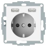 Розетка 3-м СП Merten SM 16А IP20 Schuko с 2-мя заряд. устройствами USB 2.4А механизм бел. SchE MTN2366-0319