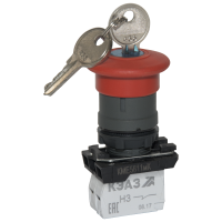 Кнопка грибовидная КМЕ 5611мК 1НО+0НЗ IP65 с ключом с фиксацией красн. КЭАЗ 248257