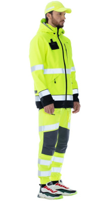 Куртка-софтшелл сигнальная Энцелад, цвет флуоресцентно-оранжевый с черной отделкой, р. 120-124/170-1