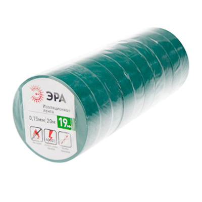 ПВХ-изолента  ЭРА ПВХ-изолента 19мм*20м зеленая | C0036544 | ЭРА