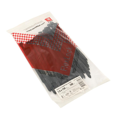 Хомут P6.6 стандартный (ч), 7.6x150 (100шт) FlexLock PROxima | plc-fl-ctsb-7.6x150 | EKF