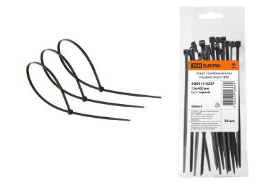 Хомут 7,6х400мм нейлон (черный) (50шт) | SQ0515-0237 | TDM