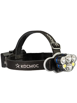 Фонарь налобный 2х4Вт T6 2х2Вт XPE 2x2Вт COB /Li-ion 2х1200мА.ч ABS пластик КОСМОС (KOC852Lit)