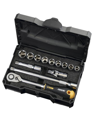 Набор метрических головок с удлиненной трещоткой Ergonic в кейсе, 13шт 05681318 | 05681318 | Felo