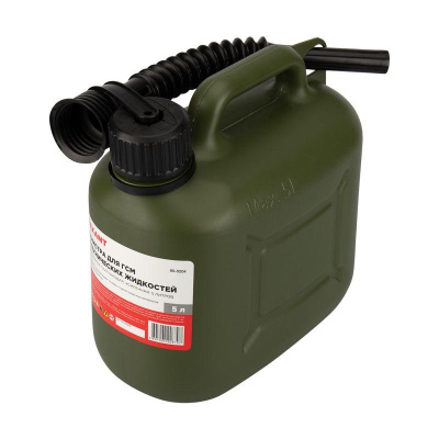 Канистра для ГСМ и технических жидкостей, вертикальная 5 л, пластиковая, усиленная | 80-0204 | REXAN
