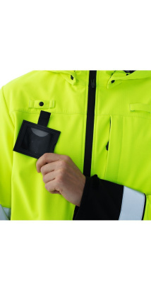 Куртка-софтшелл сигнальная Энцелад, цвет флуоресцентно-оранжевый с черной отделкой, р. 120-124/170-1