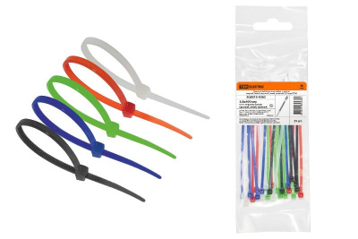 Хомуты 4,8х400 цветные набор  5 цветов (черный, белый, красный, синий, зеленый) (25 штук) | SQ0515-0