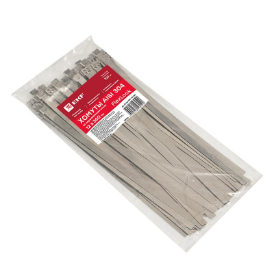 Хомут AISI 304 из нержавеющей стали, 12x360 (100 шт.) FlexLock PROxima|plc-fl-tss-304-12x360|EKF
