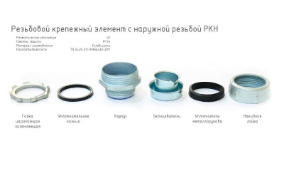 Резьбовой крепежный элемент с наружной резьбой РКн-15 У2 IP54 | zeta40411 | ГОФРОМАТИК