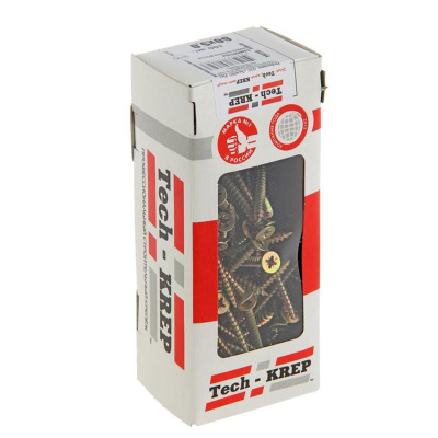 Саморезы универсальные 60х5,0 мм (100 шт) желтые - коробка с окном ( 0,504 кг) | 102264 | Tech-KREP