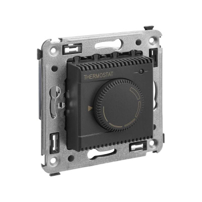 Термостат для теплых полов в стену, "Avanti", "Черный матовый" | 4412163 | DKC