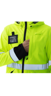 Куртка-софтшелл сигнальная Энцелад, цвет флуоресцентно-оранжевый с черной отделкой, р. 120-124/170-1