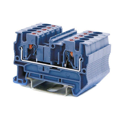 Клемма проходная, зажим push-in, 2 точки подключения, 4 кв.мм, синяя | VPR-4-BU | DKC