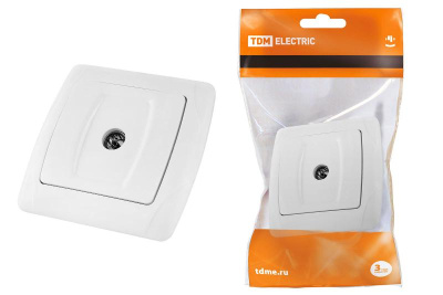 Розетка телевизионная простая (0-2400МГц, "мама") белая "Онега"  | SQ1805-0023 | TDM